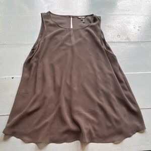 NIC+ZOE‎ Brown Chiffon Polyester Round Neck Button Tank Sleeveless Size S